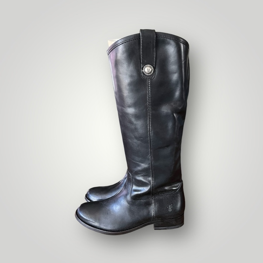 NWT FRYE Melissa Button Equestrian Style Black Leather Boots || Size 6 - Picture 7 of 14